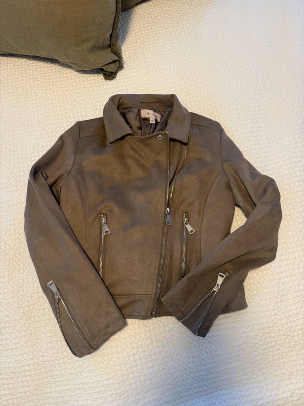 Philosophy Brown Suede Moto Jacket